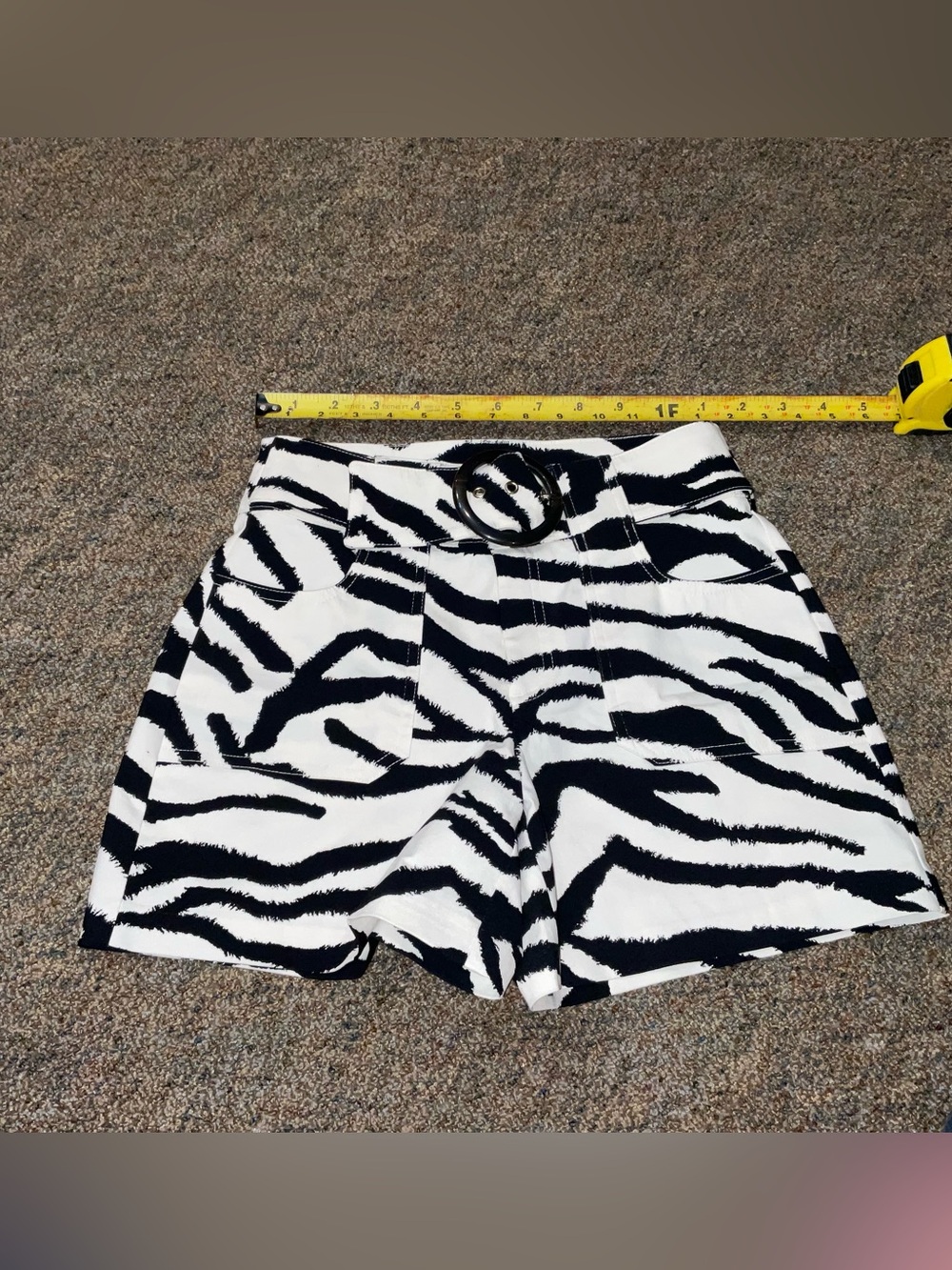 Women Zebra  High-Waist Shorts with Belt INC International Concepts sz0 NWOT